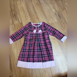 Chic Pink Plaid Kids Dress with Bow